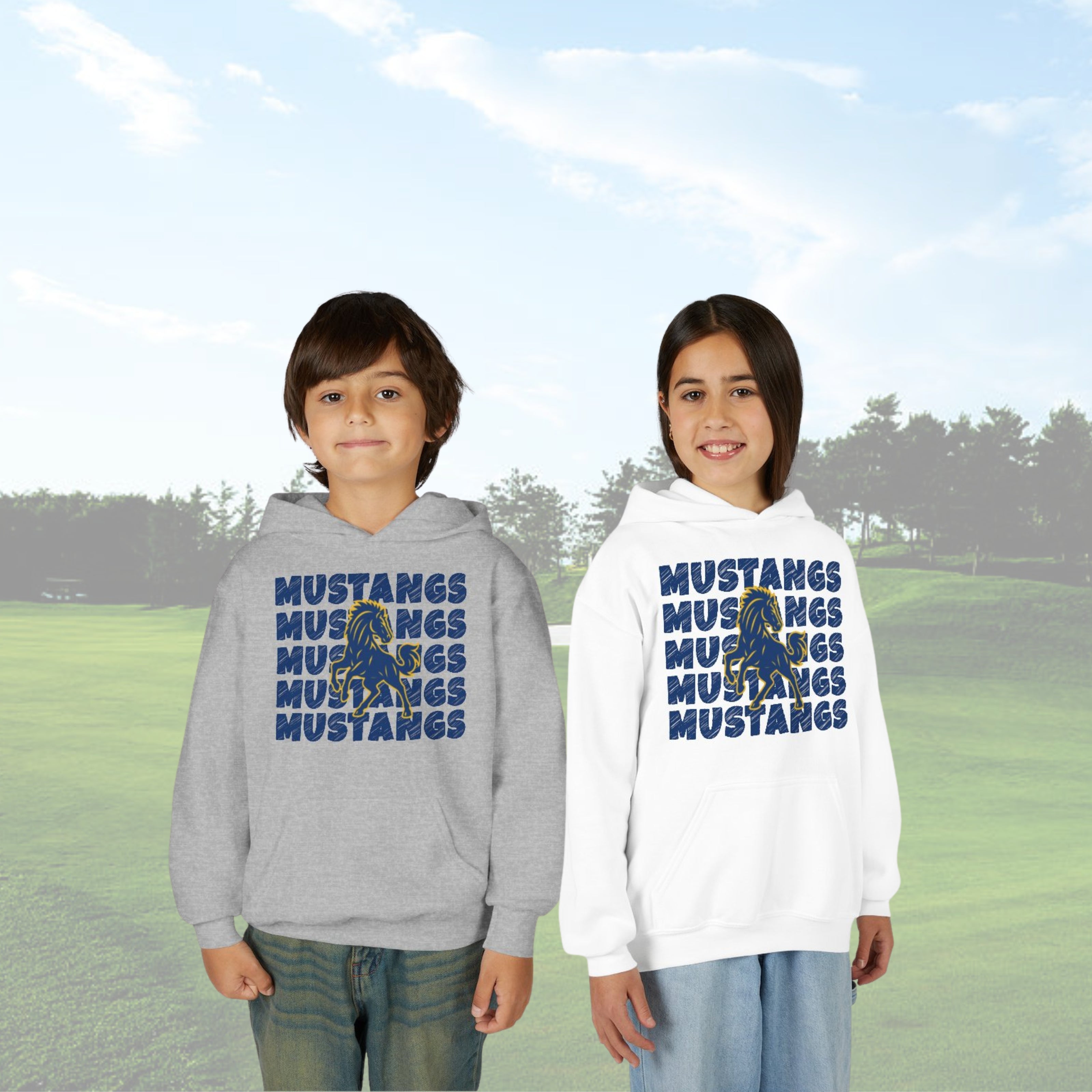 Youth Hooded Sweatshirt Mustangs 5