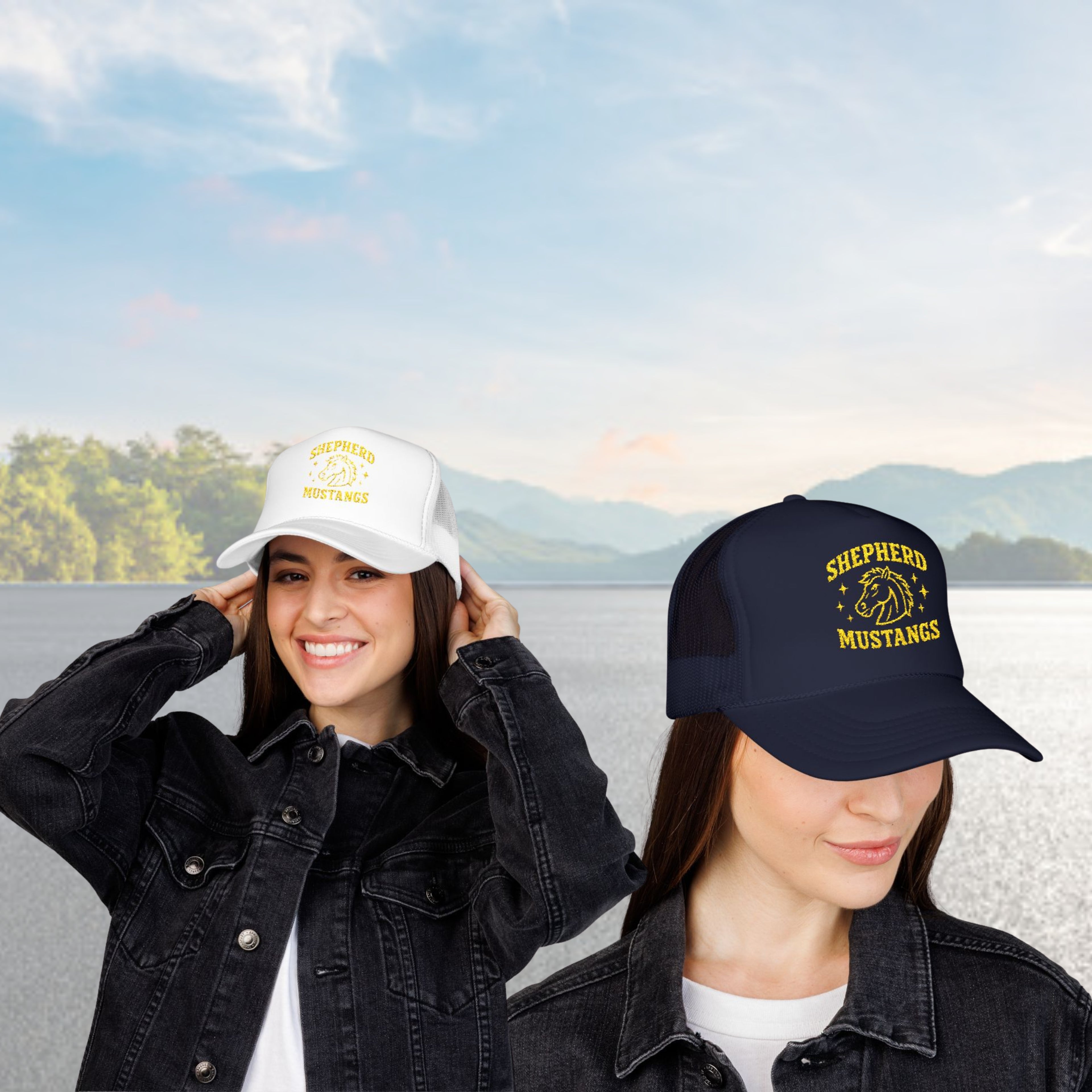 Foam Trucker Hat (Embroidery) Mustangs Yellow