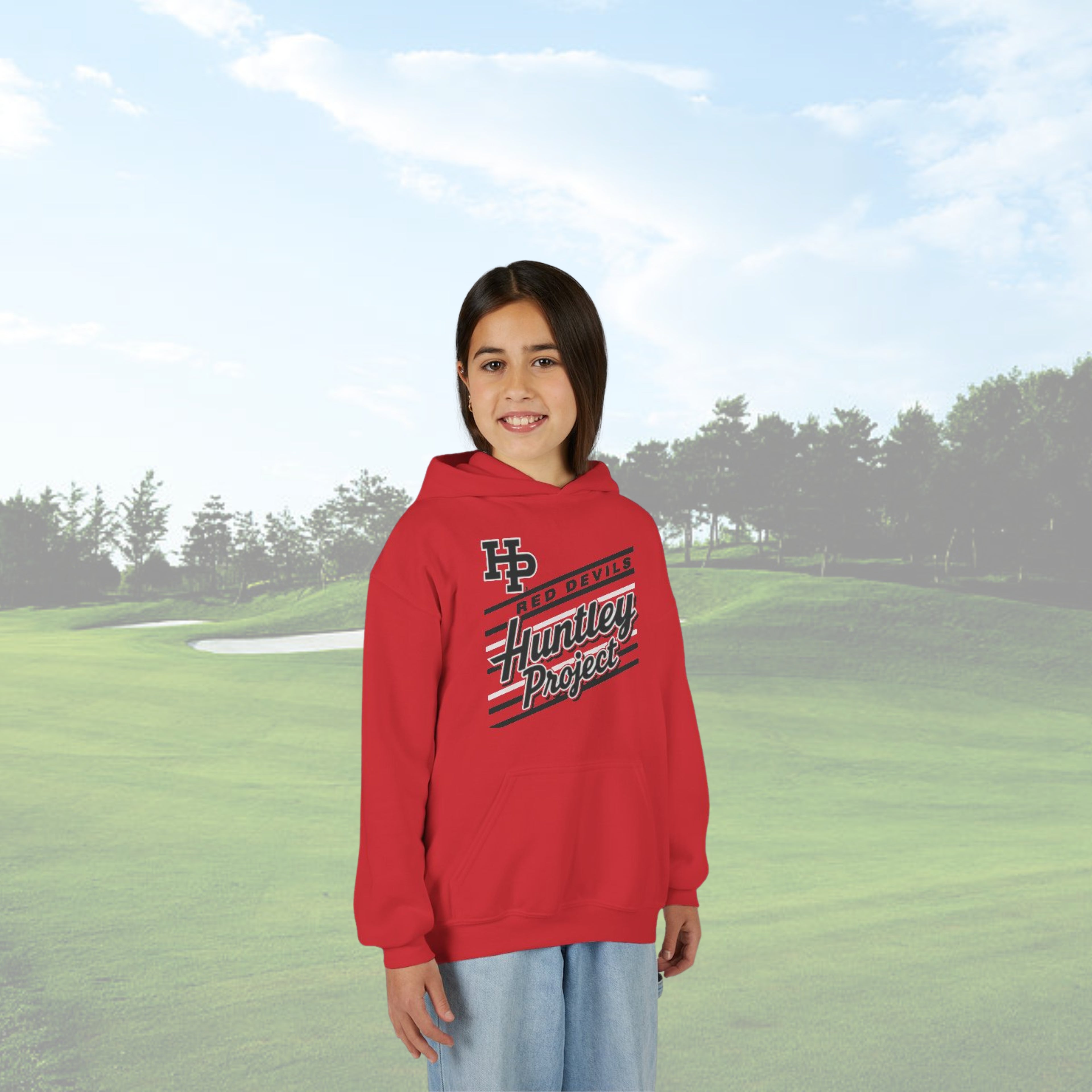 Youth Hooded Sweatshirt Red Devil Lines