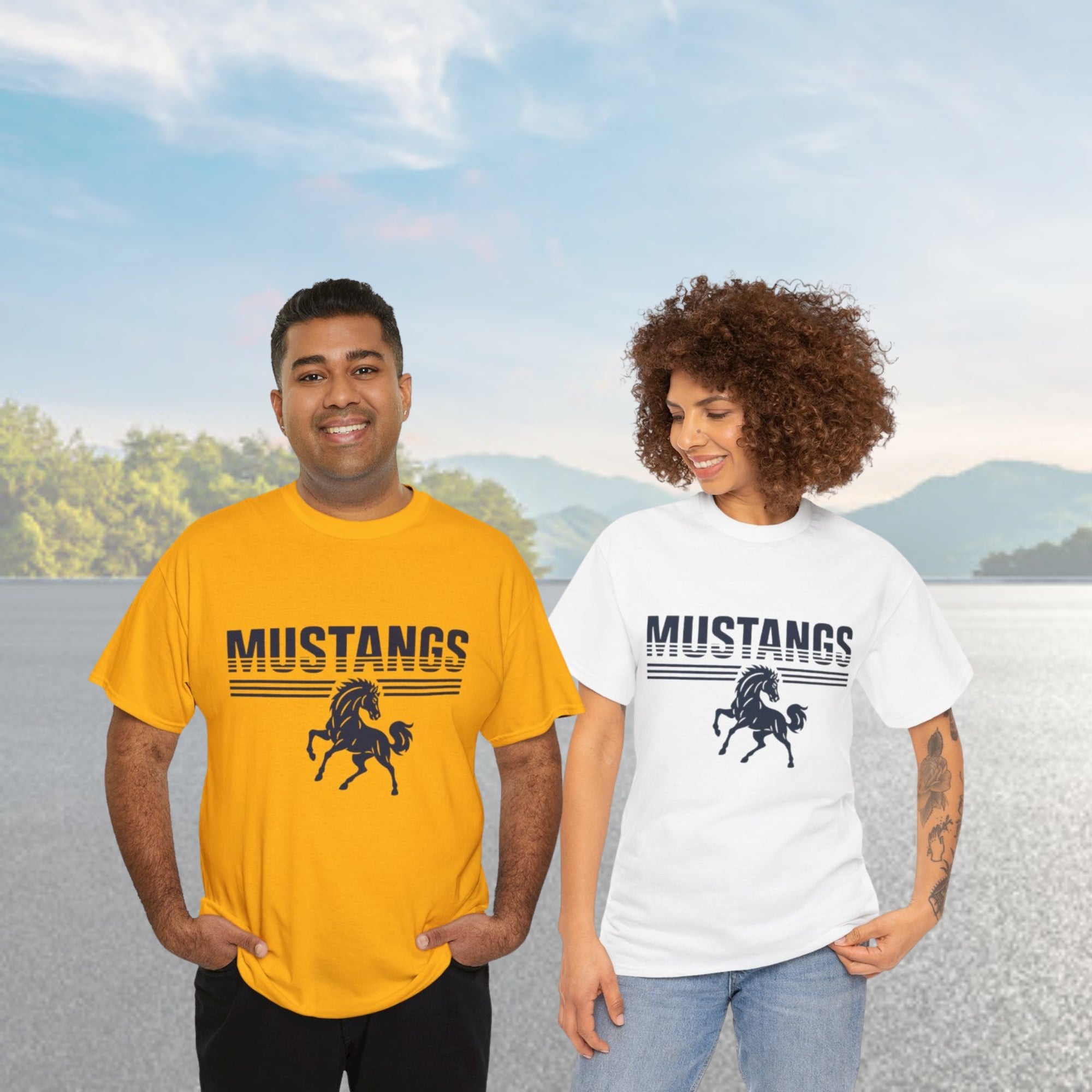 Unisex Heavy Cotton Tee Mustang Strikethrough