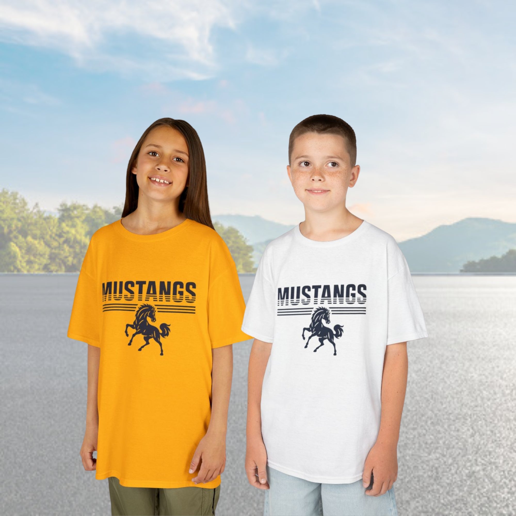 Kids Heavy Cotton™ Tee Mustang Strike Through
