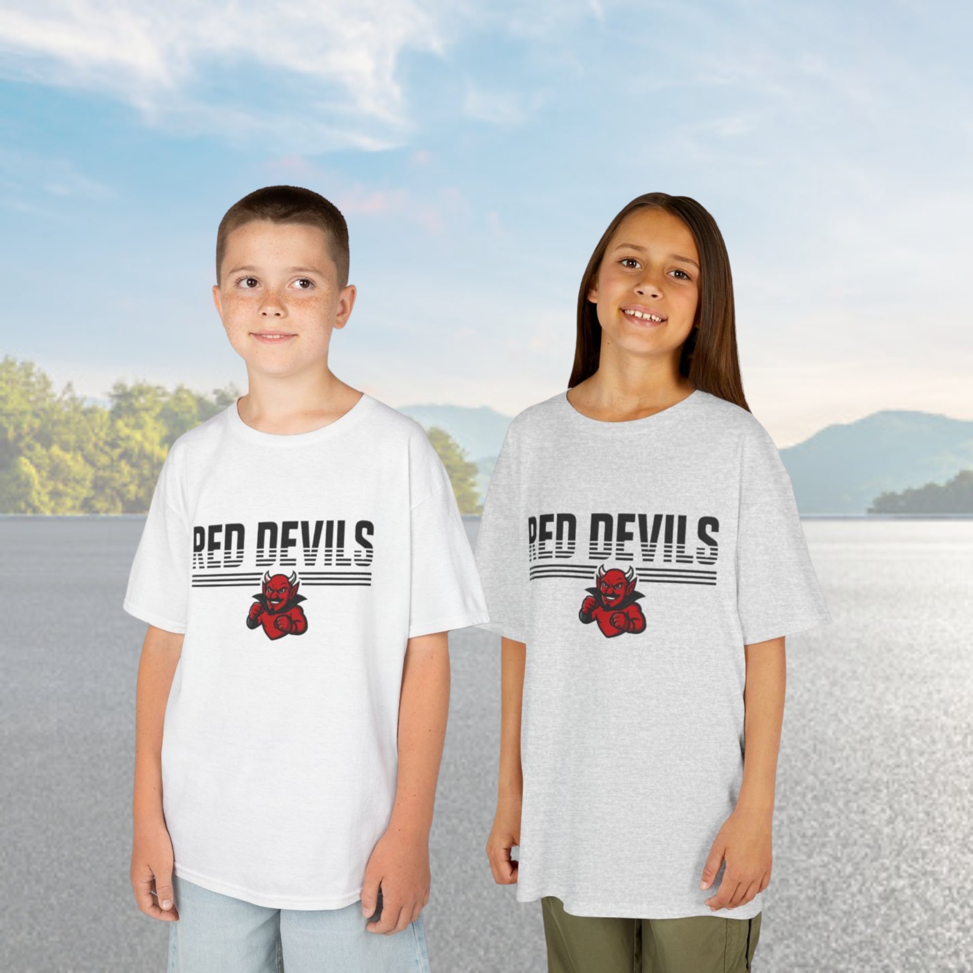 Kids Heavy Cotton™ Tee Red Devil Strikethrough